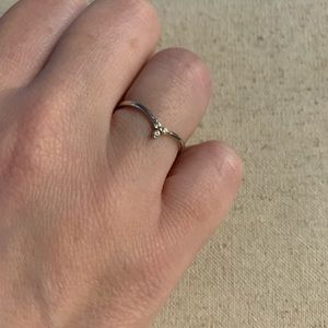 Sterling Silver Dainty Genuine Diamond Flower Ring